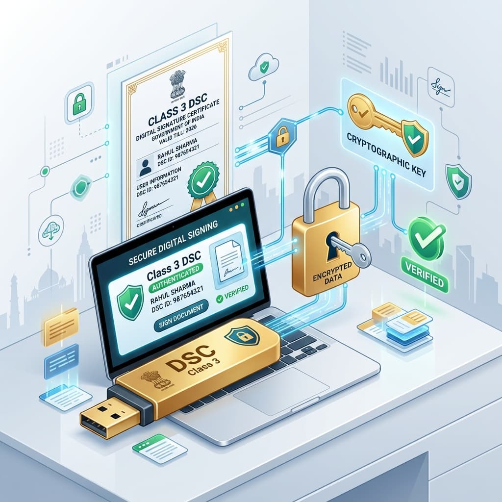DSC Certificate | DSC Certificate DSC Certificate — Class 3 Digital Signature Certificate (DSC) & Crypto Token — TaxQue